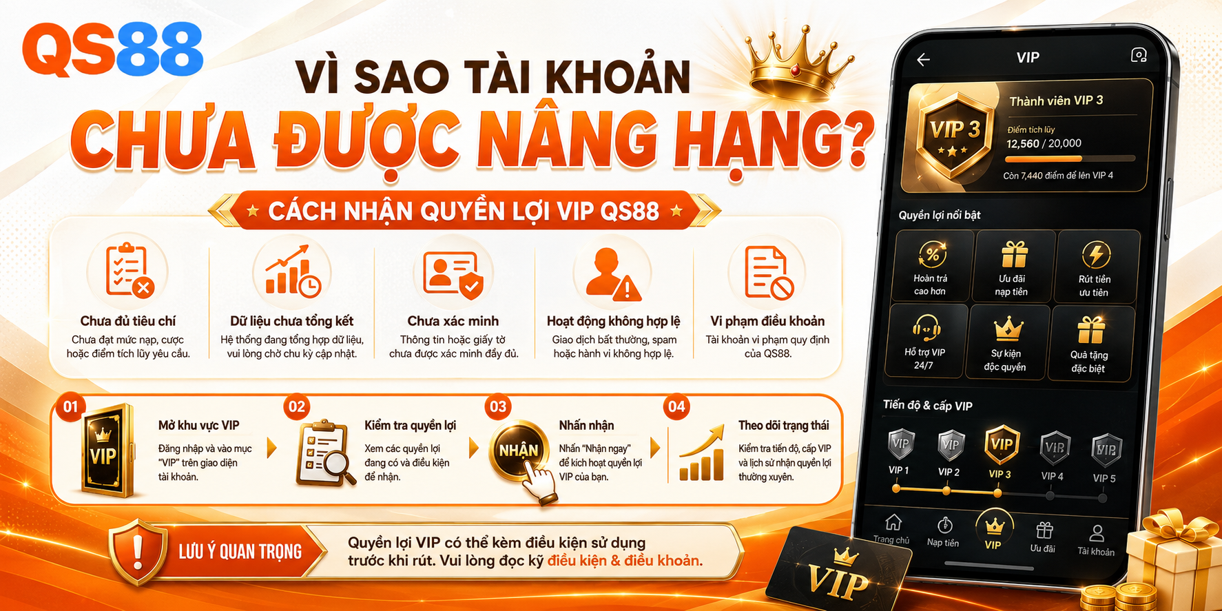 Kiểm tra tiêu chí, xác minh và chu kỳ cập nhật khi tài khoản chưa được nâng hạng