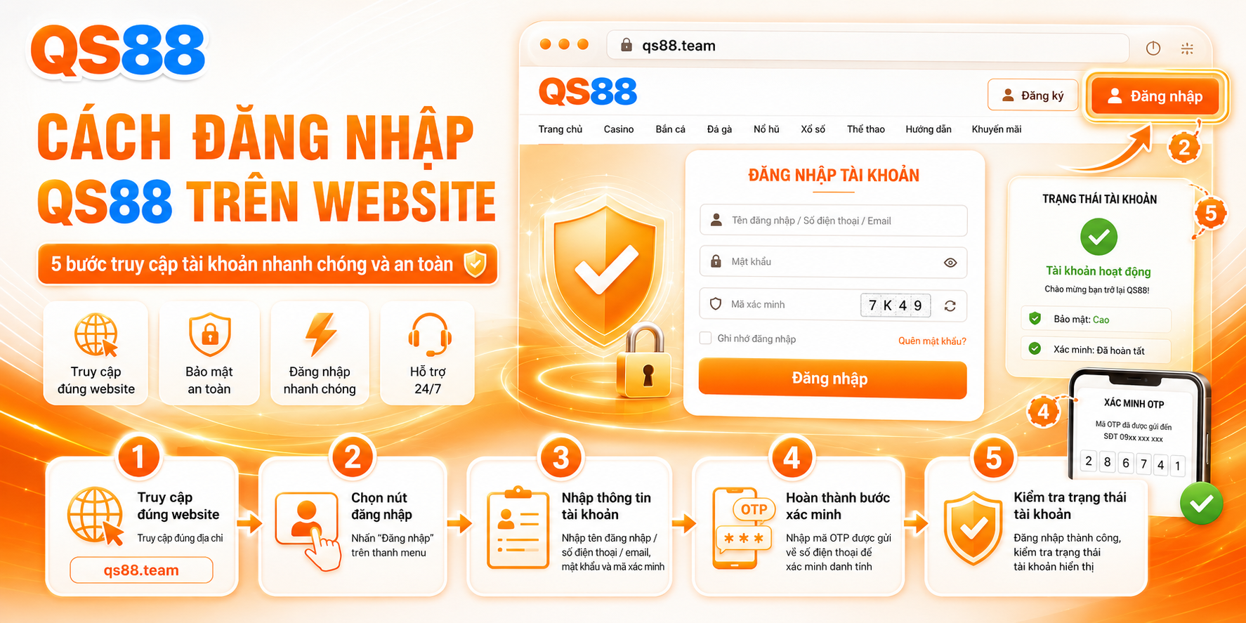 Cách đăng nhập QS88 trên website