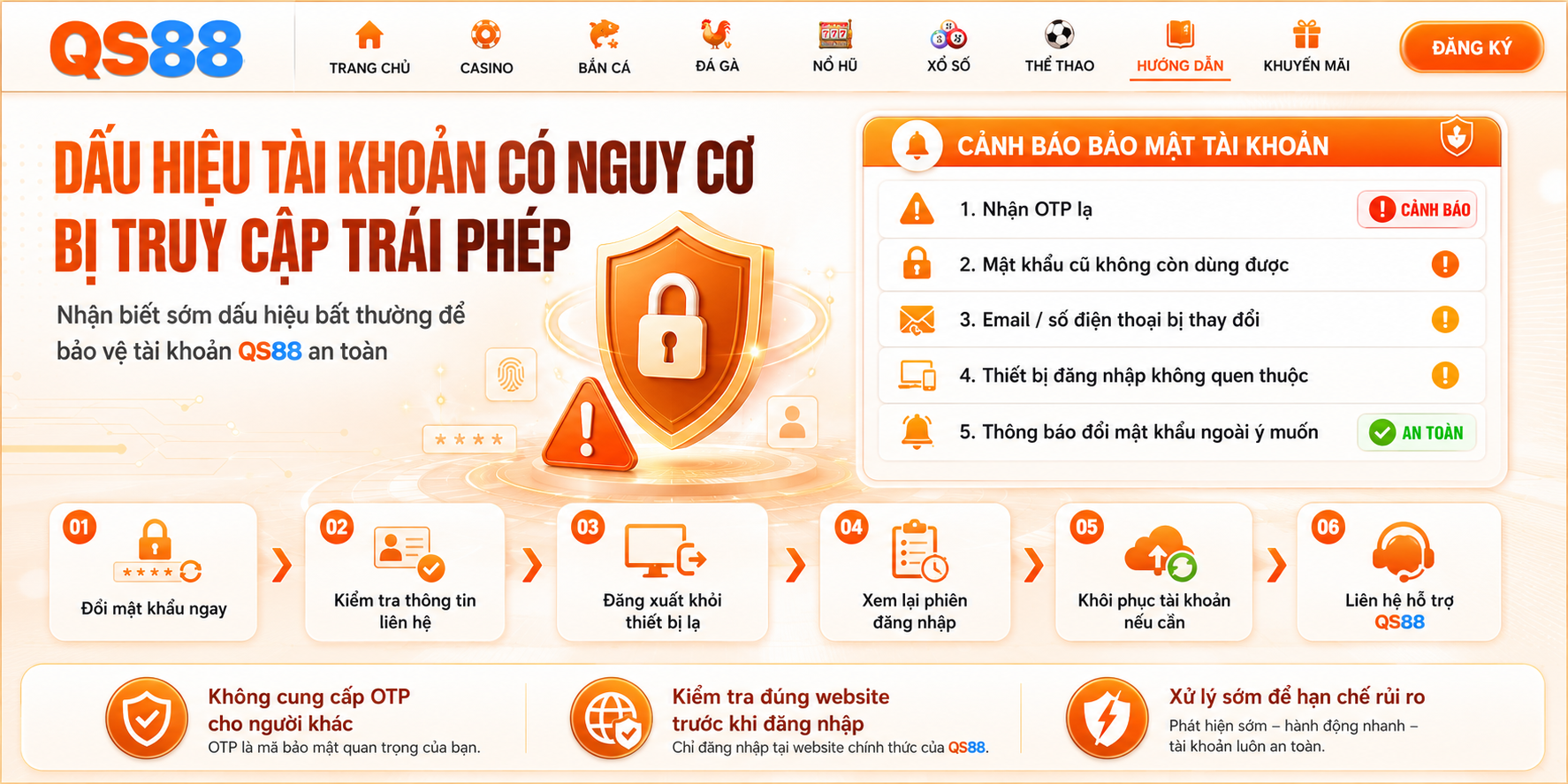 Dấu hiệu tài khoản nguy cơ tài khoản bị truy cập trái phép 