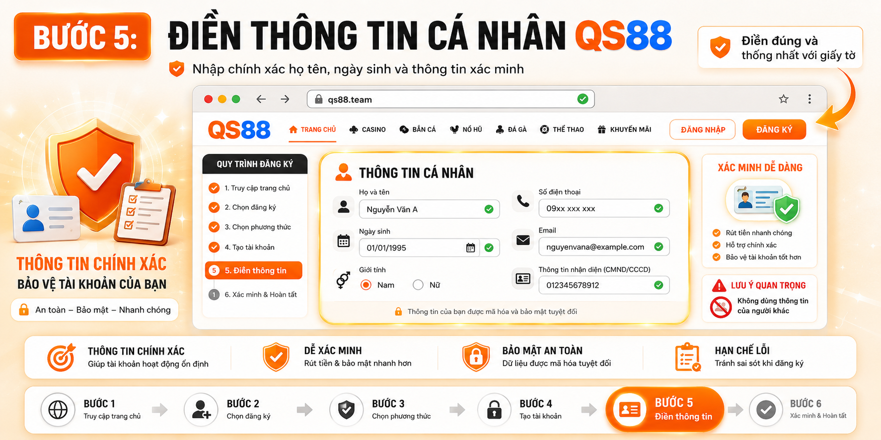 Điền thông tin cá nhân QS88