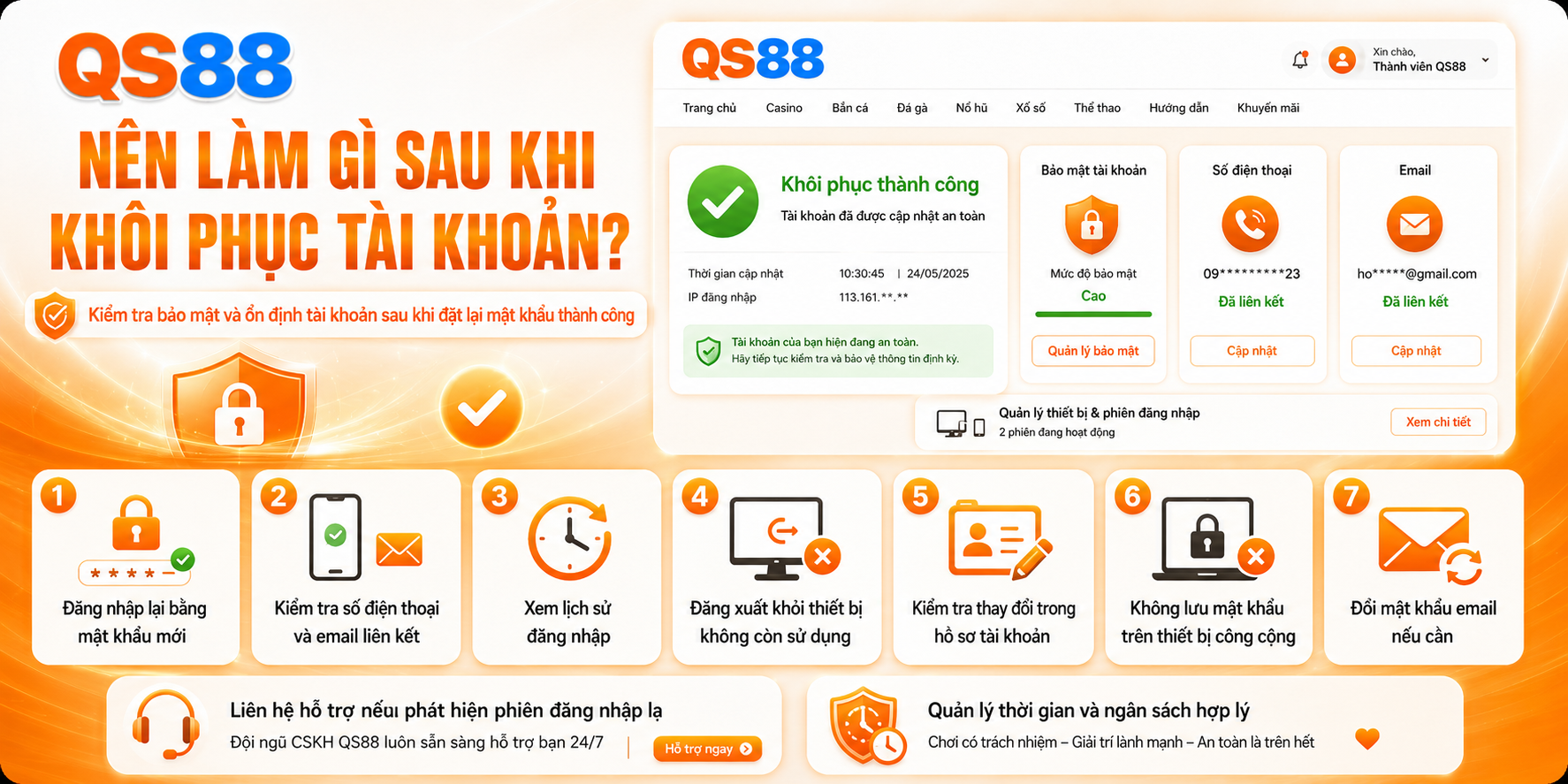 Nên làm gì sau khi khôi phục tài khoản 