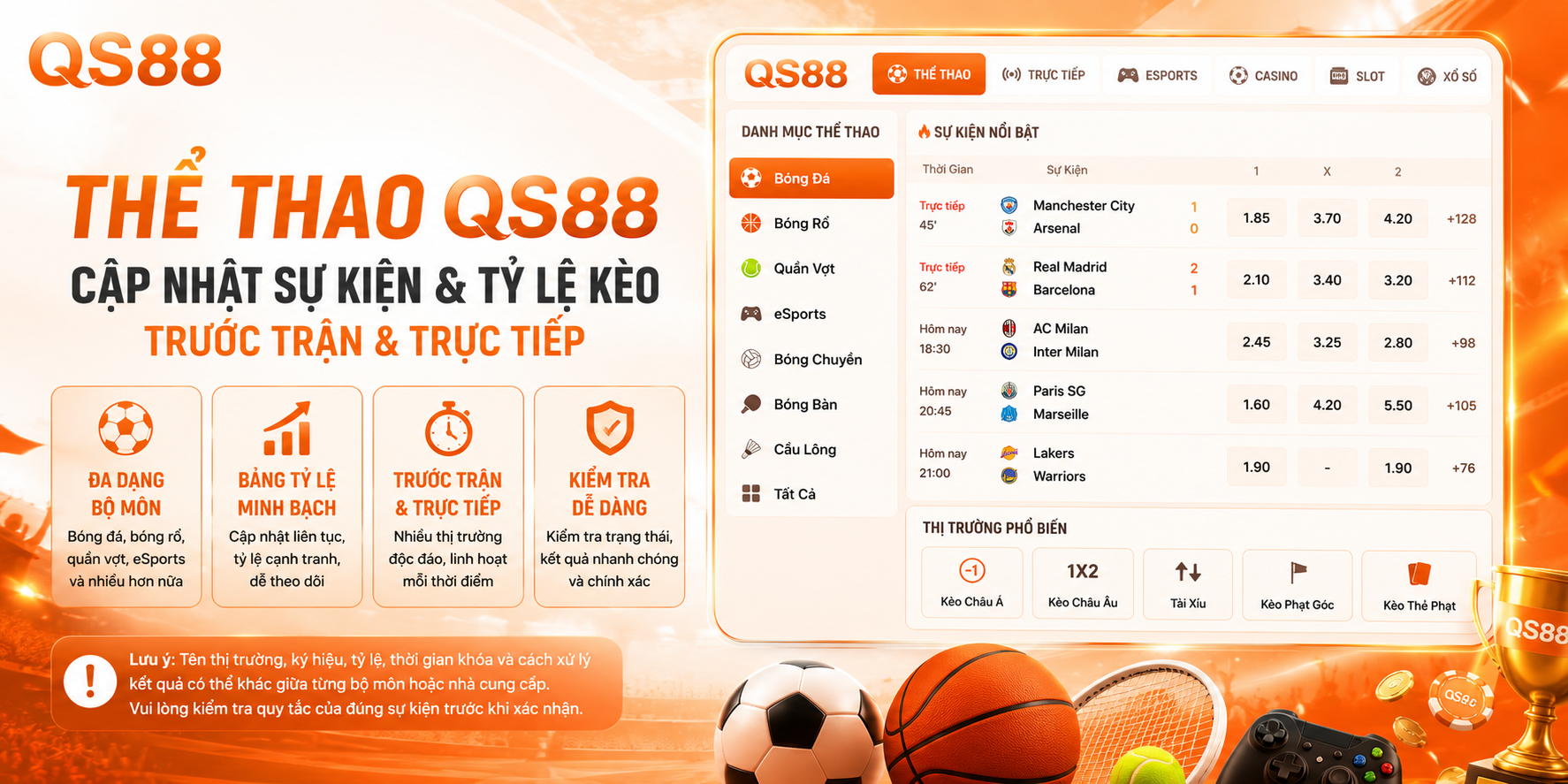 Thể thao QS88 cập nhập sự kiện tỷ lệ kèo